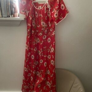 Vintage Red Floral Dress